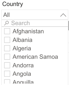 The country search filter